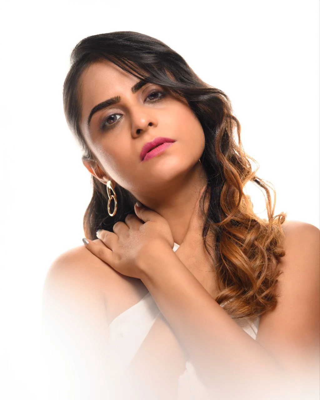 editorial model look in white dress